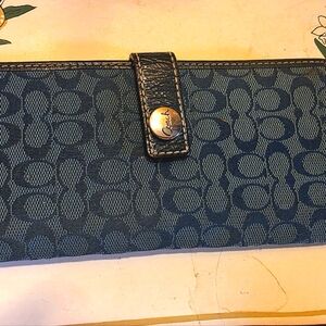 Coach Blue Signature Canvas Wallet